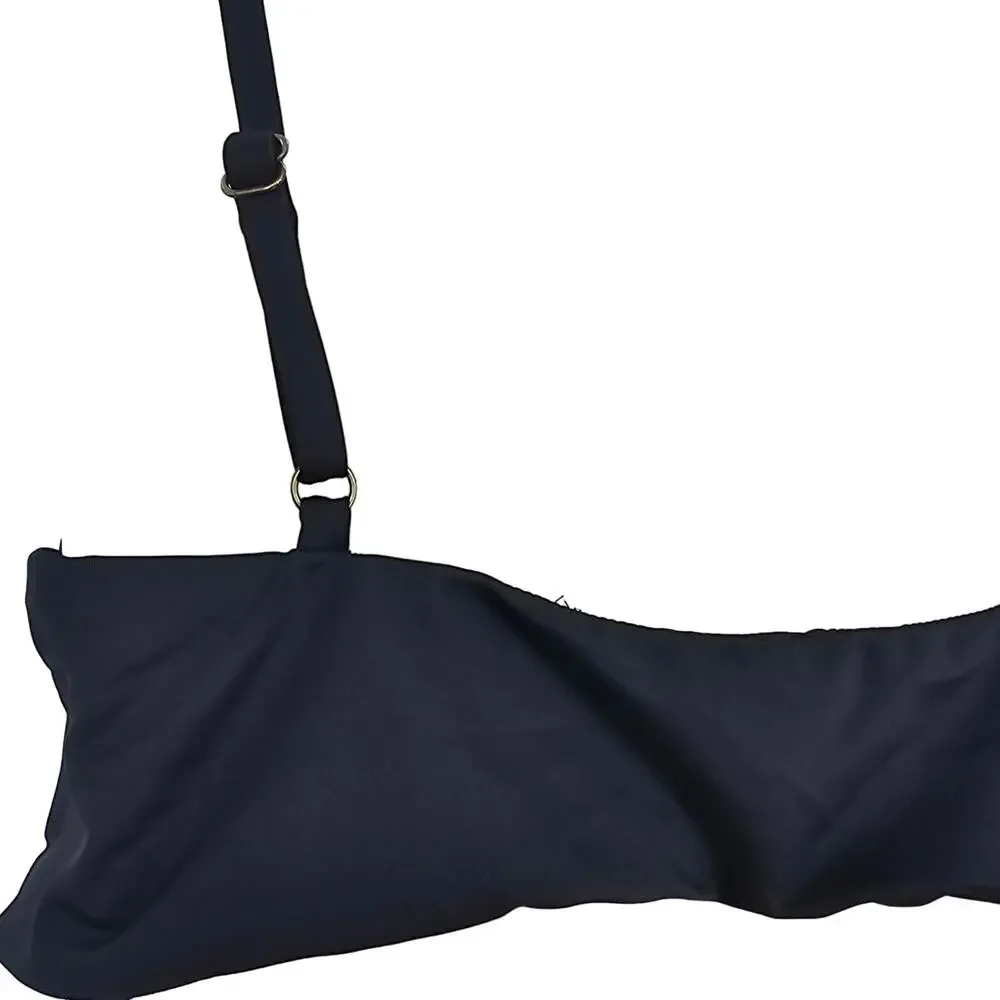 Andie Swim Womans size L The Newport Bikini Top in Black Bandeaux Style NEW